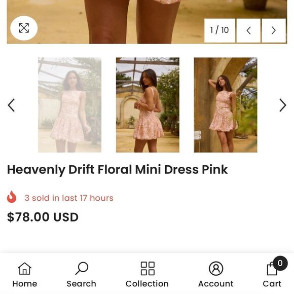 Floral Mini Dress in Pink, S - Picture 7 of 10